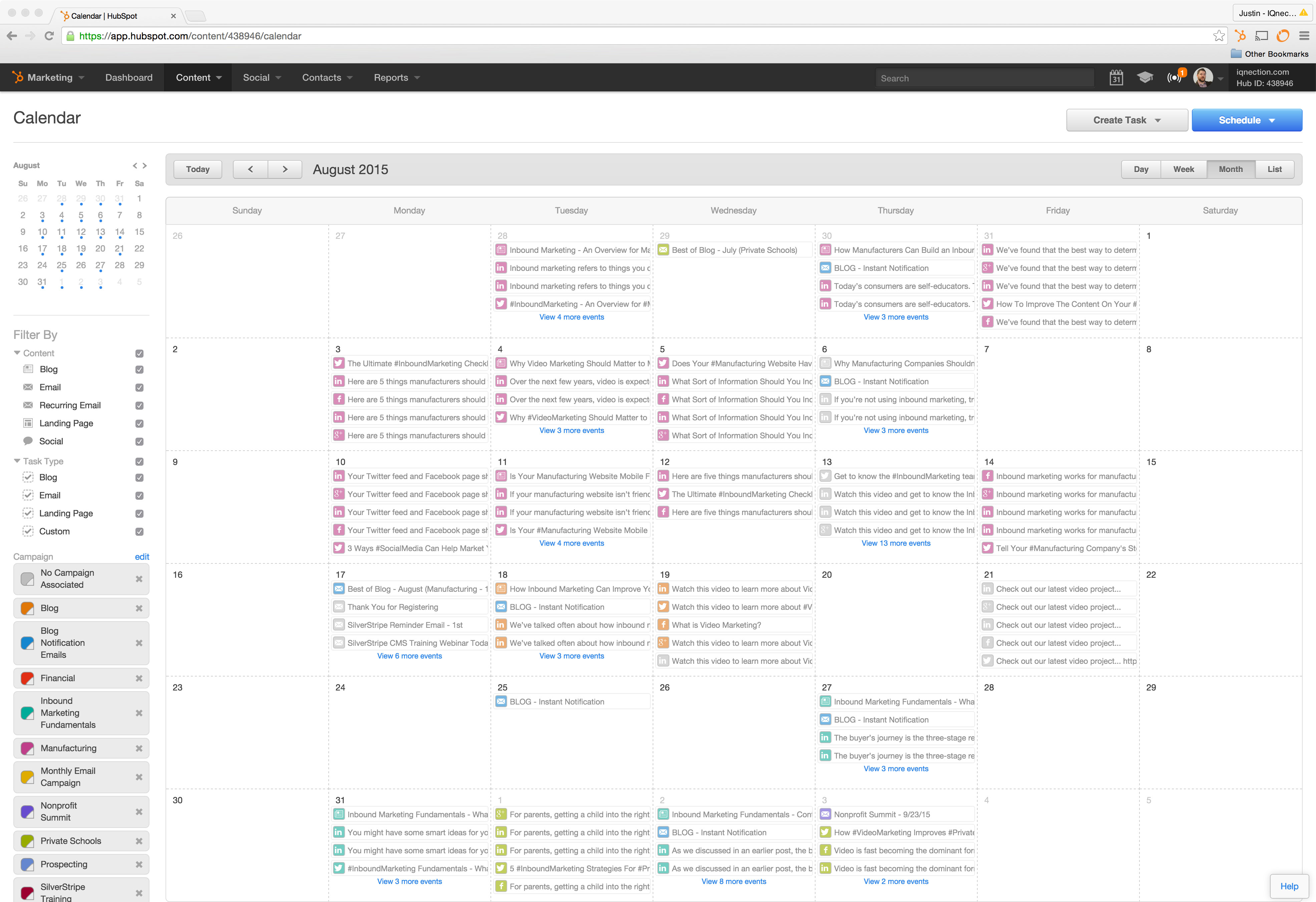 Inbound Marketing Calendar